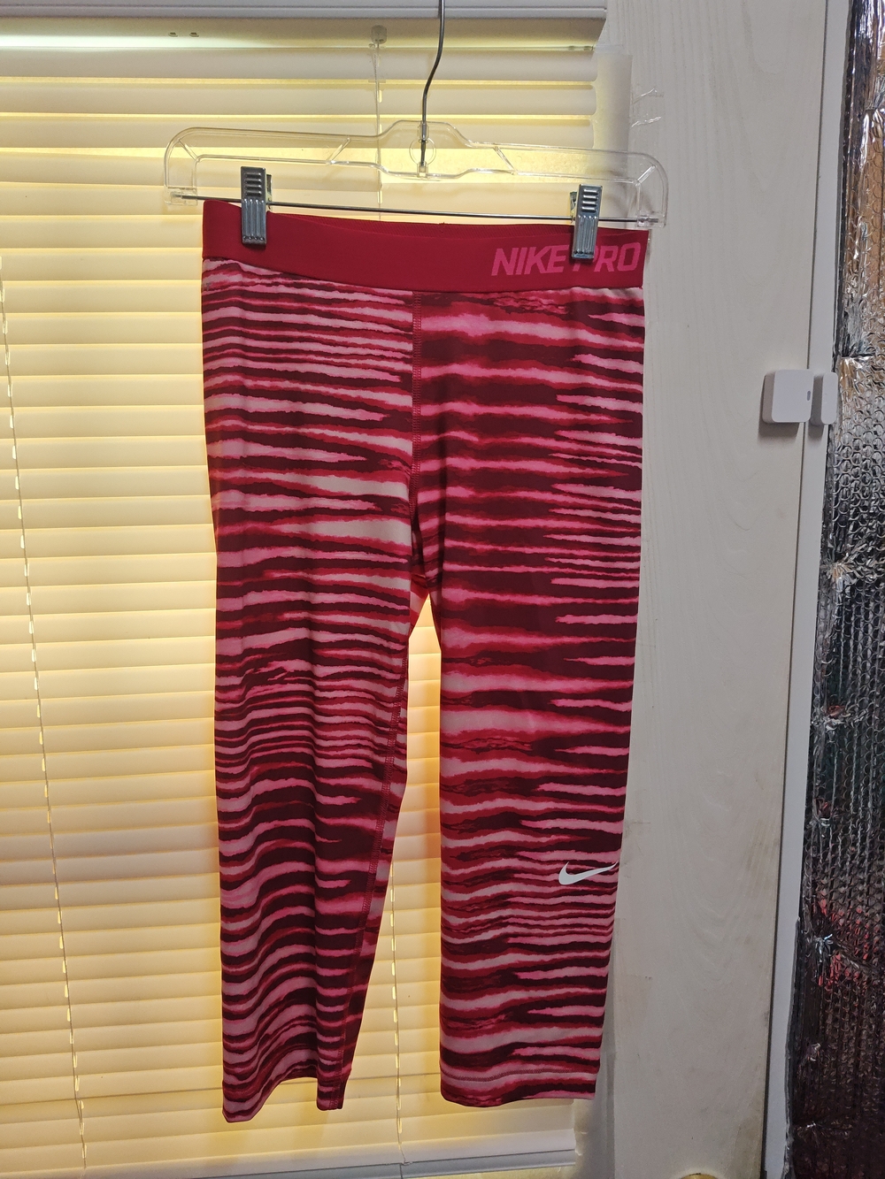 Nike Pro Pink Tiger Striped Compression Fit Capri Leggings